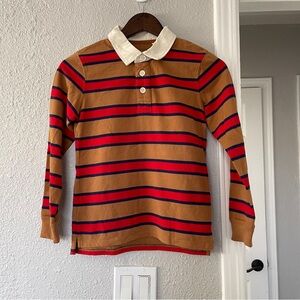 Mini Boden striped long sleeve polo Red , Blue and tan 9y - 10y